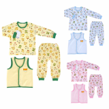 _bear vest 3set_ double layer long sleeves pajama set